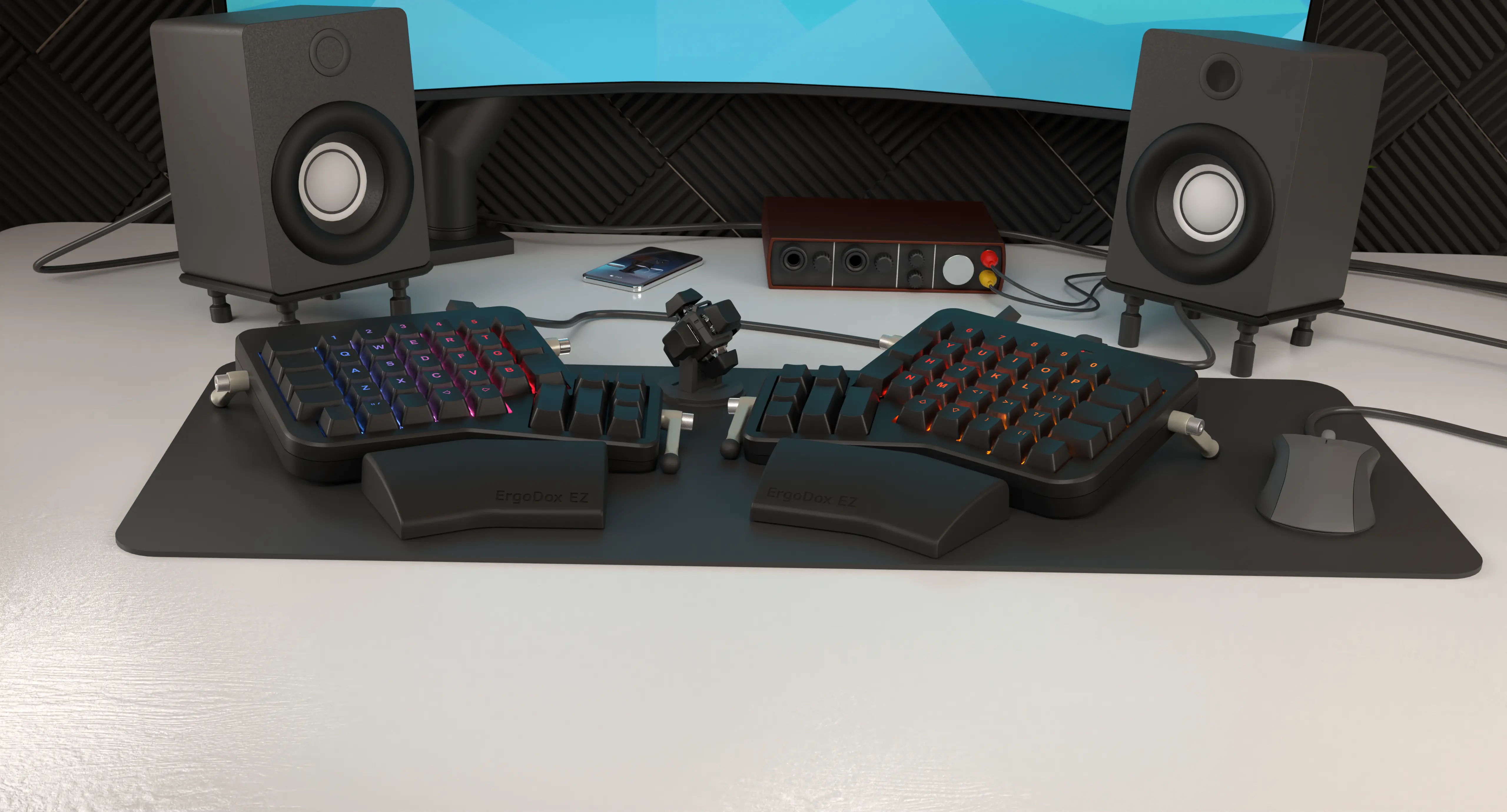 Black Ergodox EZ Glow with Printed Keycaps