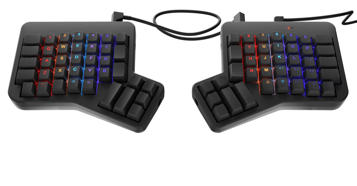 Black Glow Ergodox-EZ with printed keycaps